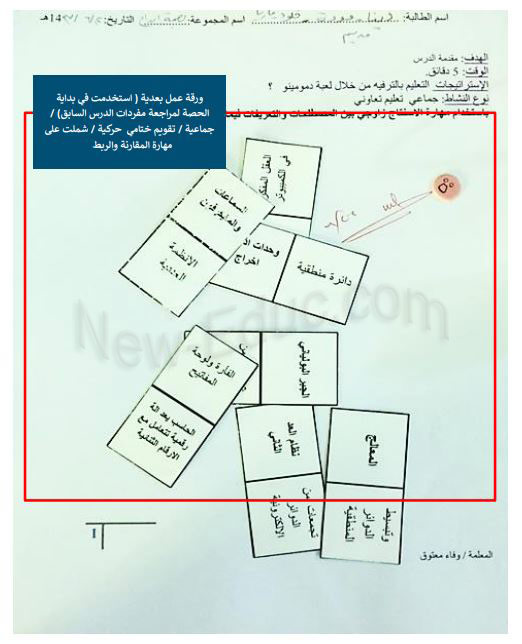 أوراق العمل الصفية