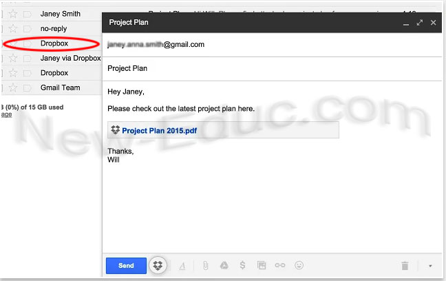 شرح كيفية إرسال ملفات دروبوكس Dropbox مباشرة من جيمايل تعليم جديد